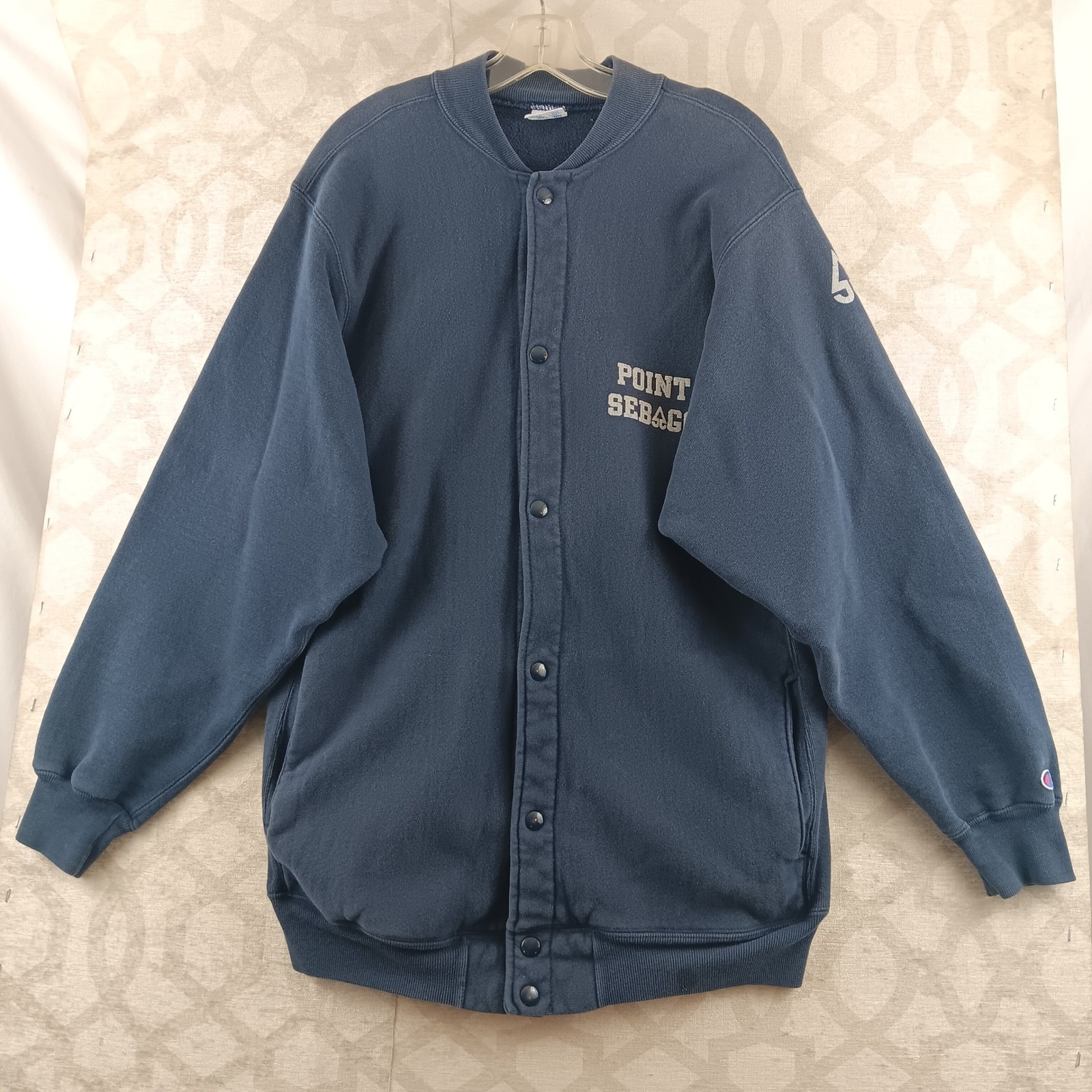 Champion Reverse Weave Point Sebago Snap Front Athletic Jacket Sweatshirt Xl